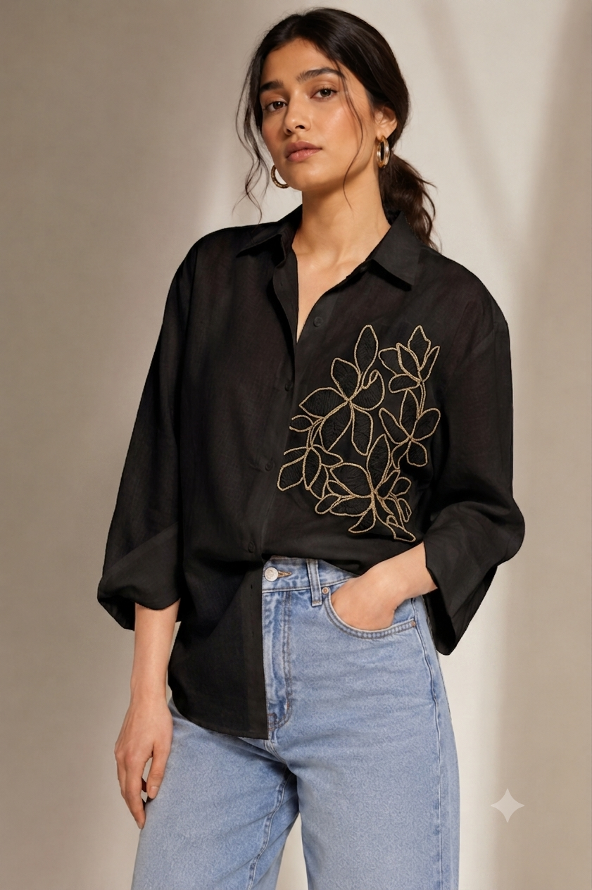 Ivory bloom statement shirt