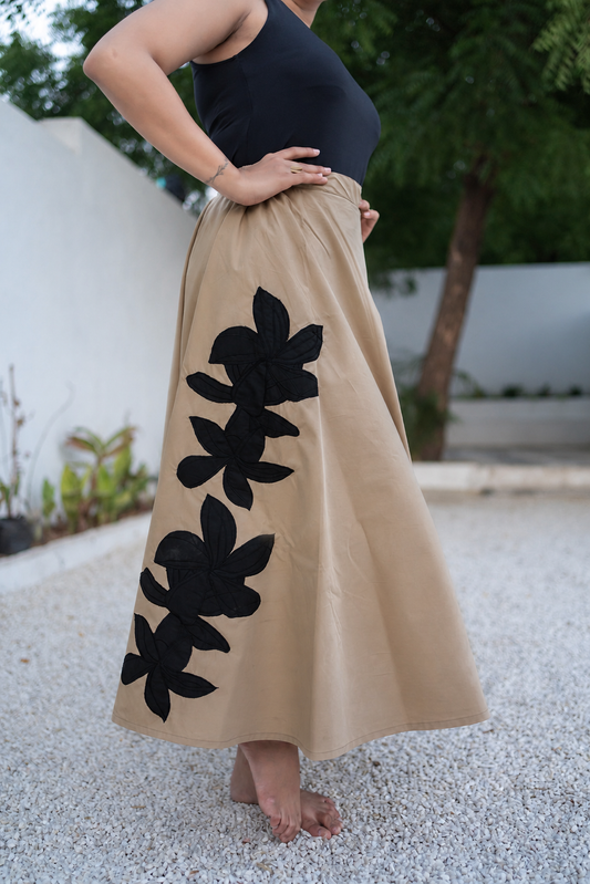 Mocha bloom maxi skirt