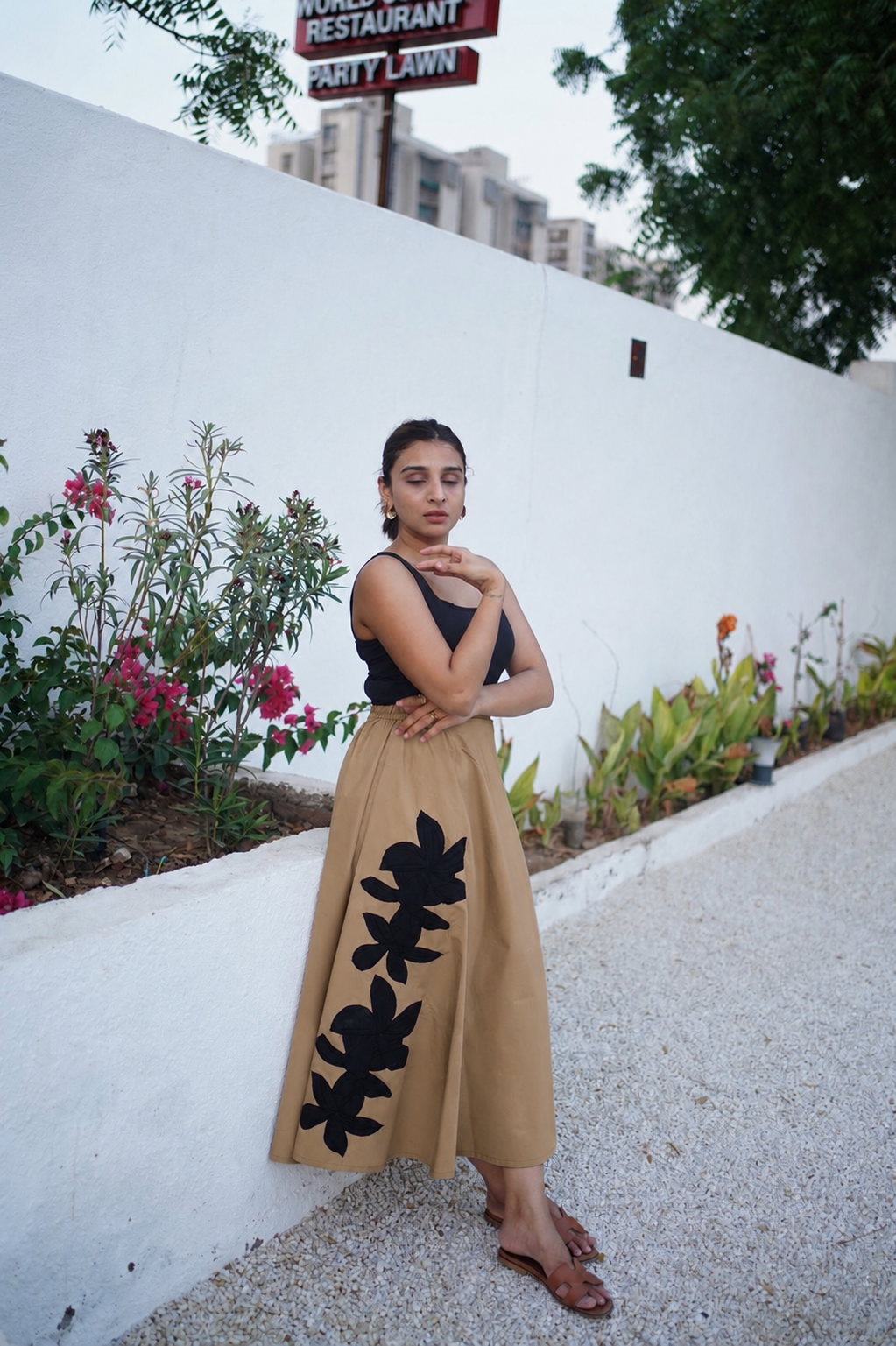 Mocha bloom maxi skirt - Swanky.india