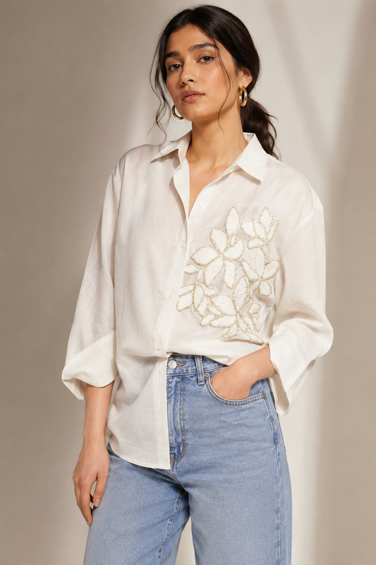 Ivory bloom statement shirt