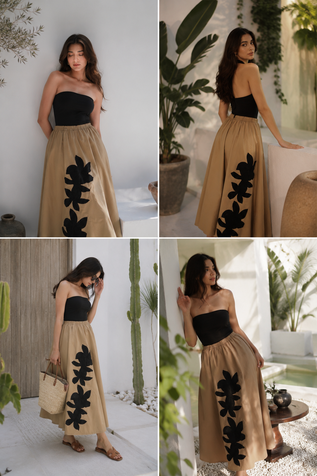 Mocha bloom maxi skirt - Swanky.india
